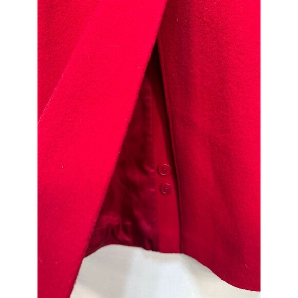 Anne Klein Lambswool Long Coat Womens 8 Red Button Front Winter Collared Casual - Picture 12 of 12